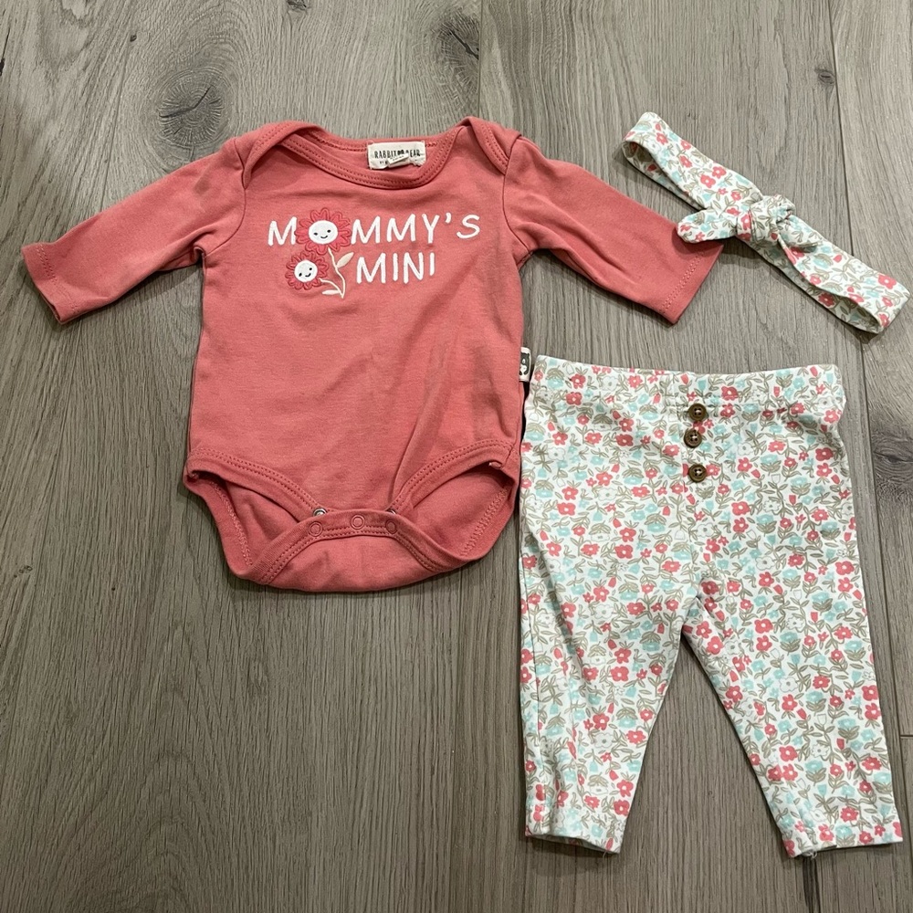 Rabbit + Bear infant girl set 0-3 months
